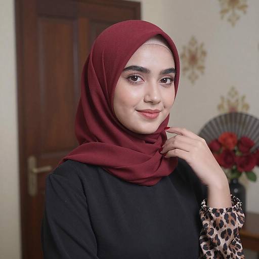 Young Woman in Red Hijab Portrait