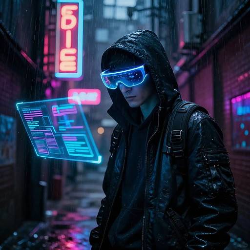 Cyberpunk Hacker in Neon Alley
