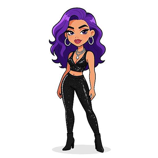 Rock Chic Woman in Sequined Outfit