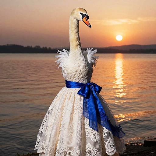 Regal Swan in Lace Dress