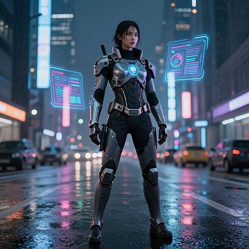 Cyberpunk Sister in Neon City