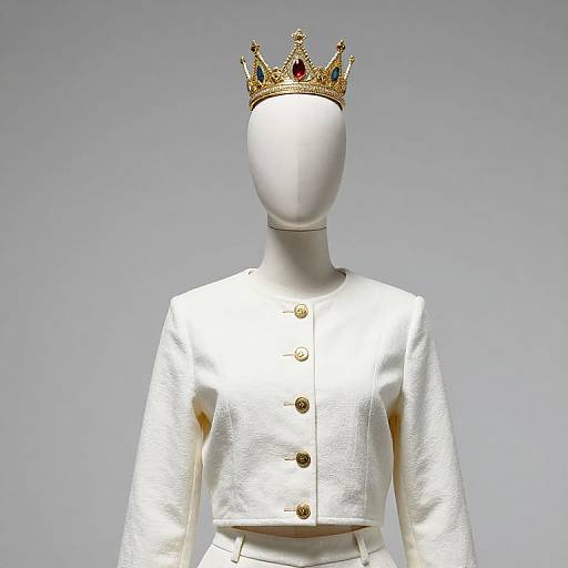 Mannequin with Crowned White Outfit