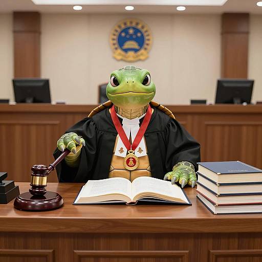 Turtle Judge in Taiwanese Courtroom