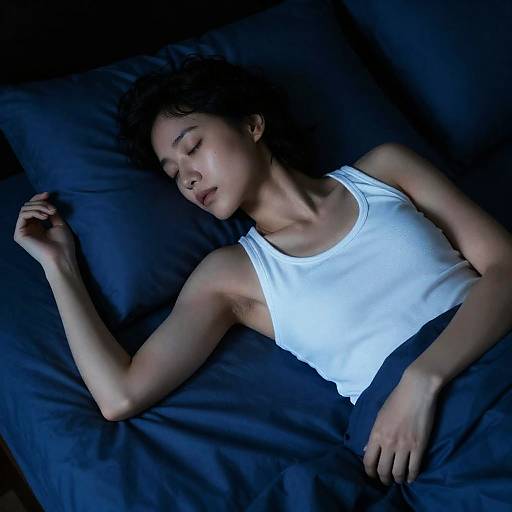 Serene Woman in Dim Blue Light