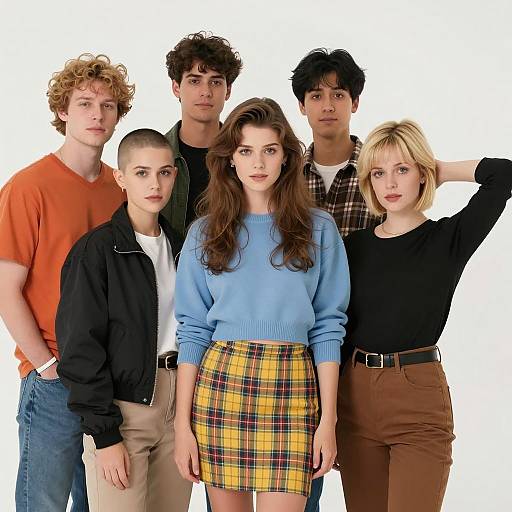 Casual 80s Fashion Group Portrait