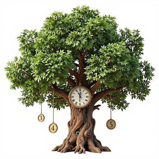 Surreal Tree Clock in 3D Render