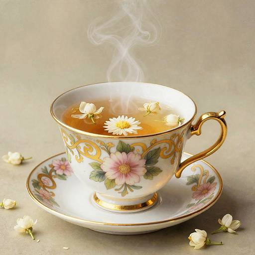 Art Nouveau Porcelain Teacup with Jasmine