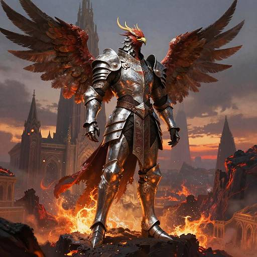Armored Phoenix Paladin on Volcanic Cathedral