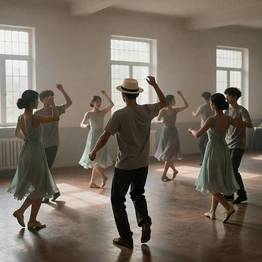 Energetic Dancing in a Dimly Lit Room