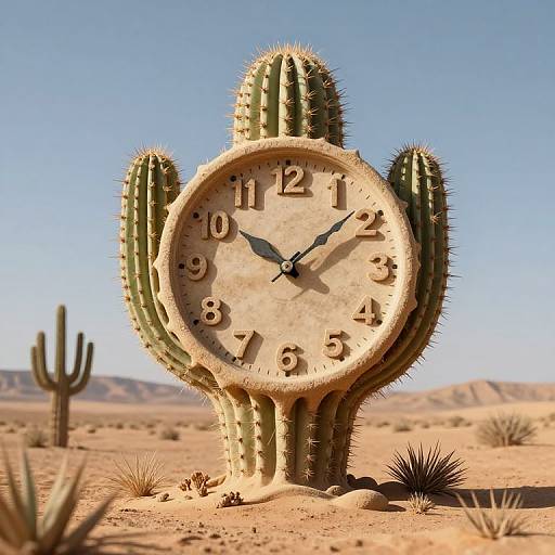 Surreal Melting Cactus Clock