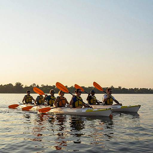 Golden Sunset Kayaking on Calm Lake