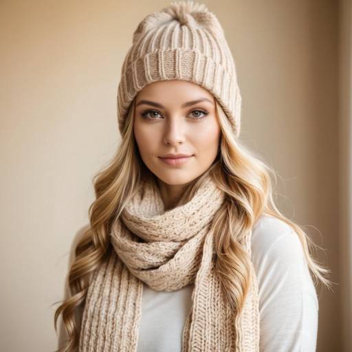 Portrait of Woman in Winter Hat and Scarf