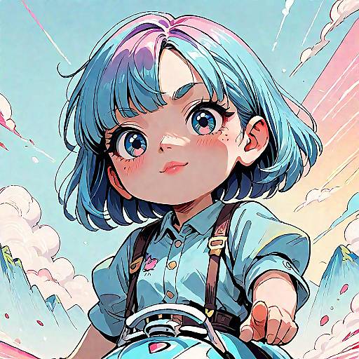 Chibi Characters Riding and Pointing Adventure