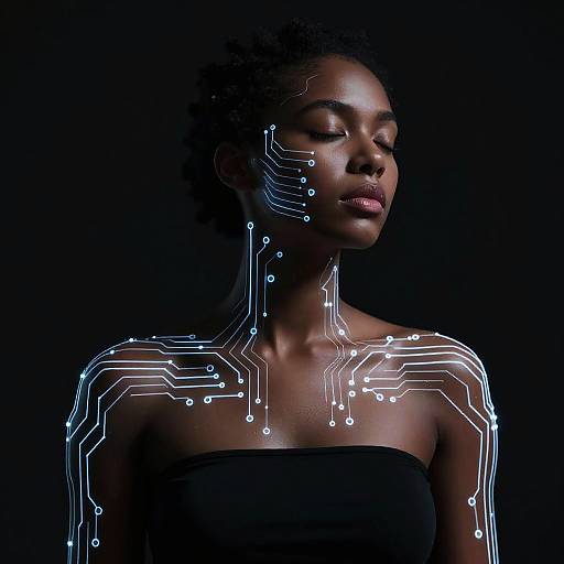 Ethereal Cybernetic Portrait in Black