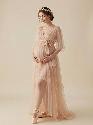 Pregnant Woman in Ethereal Maternity Dress