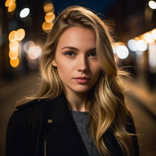 Blonde Woman Portrait in Urban Night