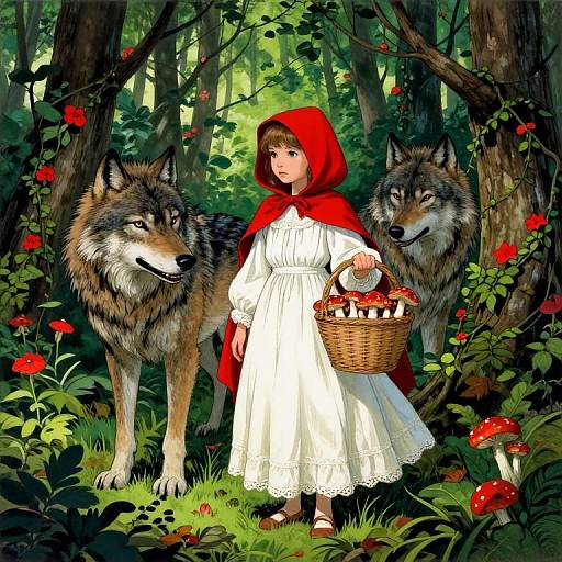 Mucha-Inspired Little Red Riding Hood