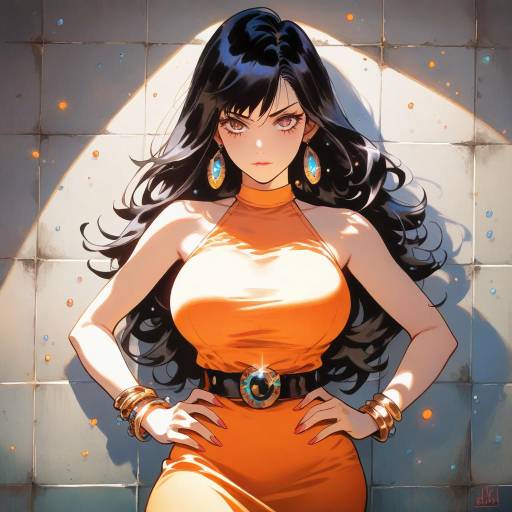 Elegant Girl in Orange Dress Portrait