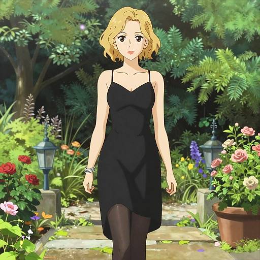 Elegant Woman in Botanical Garden