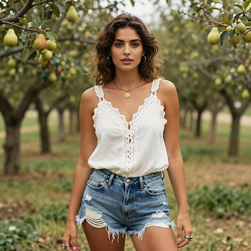 Boho Chic Pear-Shaped Woman in Orchard