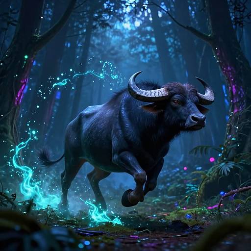 Buffalo-Dragon in Neon Forest