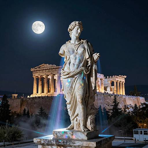 Neo-Classical Statue with Holographic Light