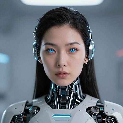 Futuristic Asian Woman with Robotic Eyes