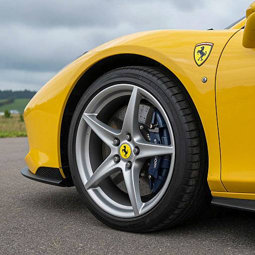 Close-Up of Yellow Ferrari Sports Car