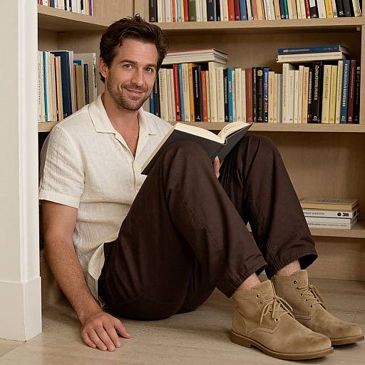 Cozy Reading Nook with Relaxed Man