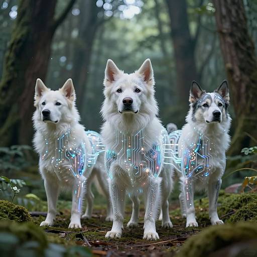 AI Dogs in Surreal Digital Forest