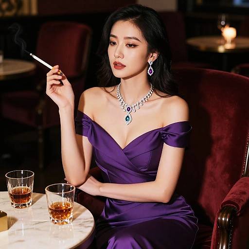 Elegant Asian Woman in Sultry Setting