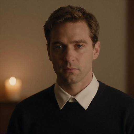 Portrait of Serious Man with Candlelight