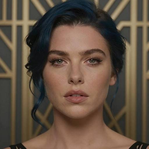 Portrait of Woman with Dark Blue Hair