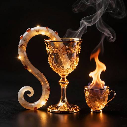Realistic Chalice with Fire and Smoke