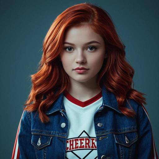 Redhead Cheerleader with Denim Jacket