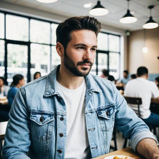 Casual Style in a Modern Cafeteria
