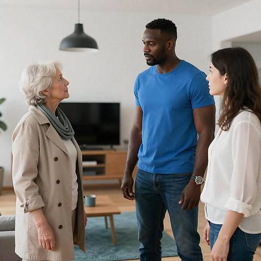 Three-Person Portrait in Living Room