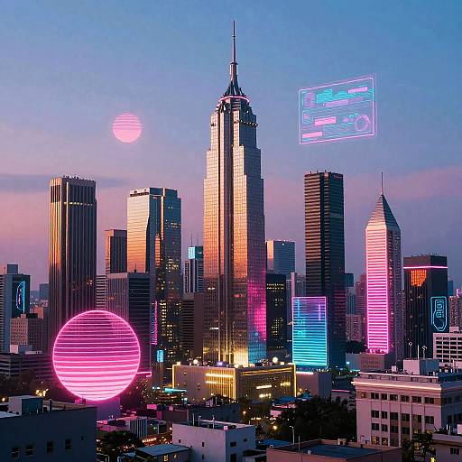 Retro Futurism Neon Sci-Fi Cityscape