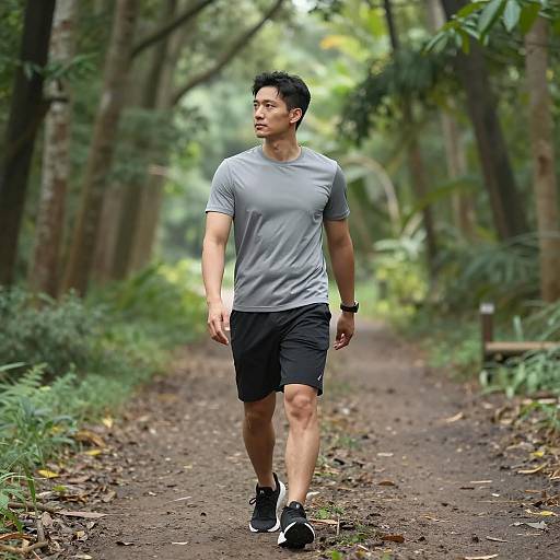 Tranquil Forest Walk with Active Lifestyle