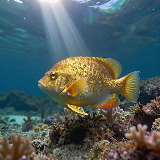 Bioluminescent Golden Coral Parrotfish