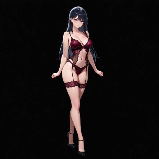 Graceful Lady in Lingerie with Midnight Hair Graceful Lady in Lingerie with Midnight Hair