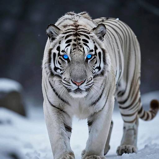 Mystical White Tiger in Snow