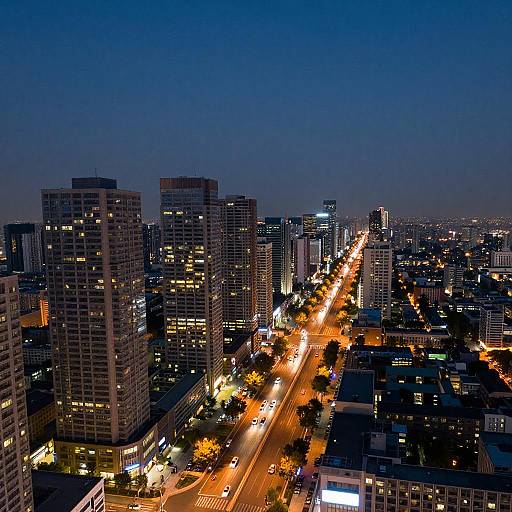 Breathtaking Aerial Cityscape at Dusk