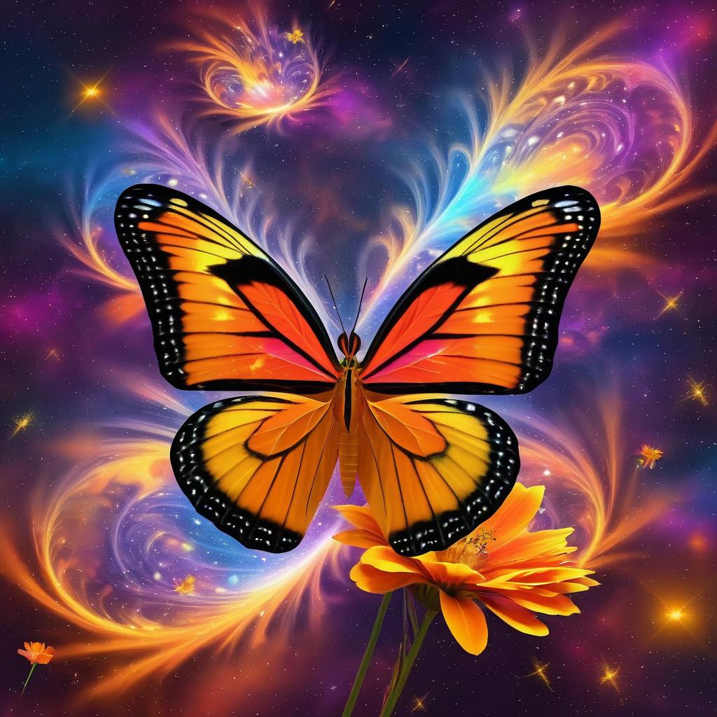 Psychedelic Butterfly in Cosmic Nebula