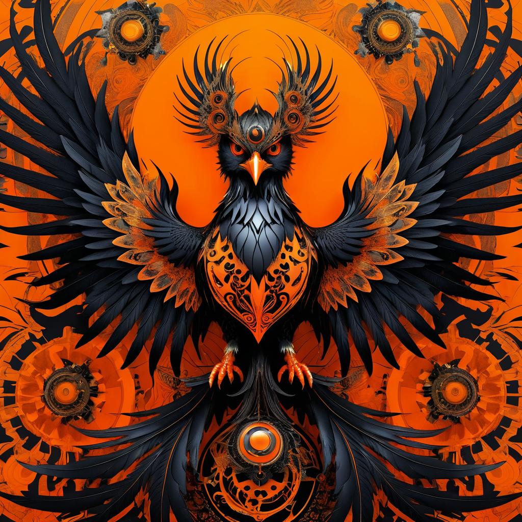 Gothic Phoenix with Mechanical Wings Art