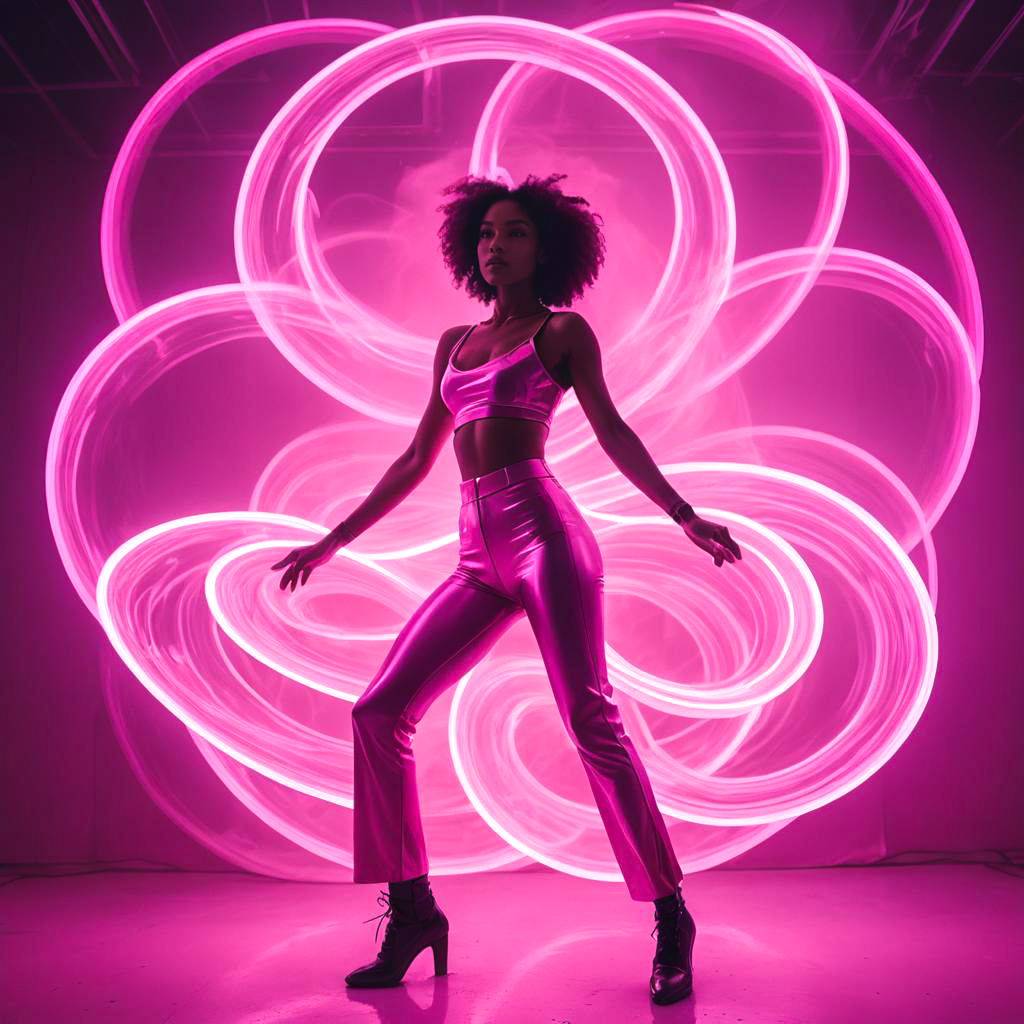 Futuristic Dancer in Neon Fog