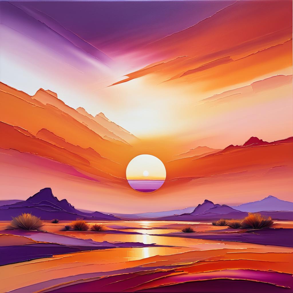 Serene Desert Sunset Abstract Painting