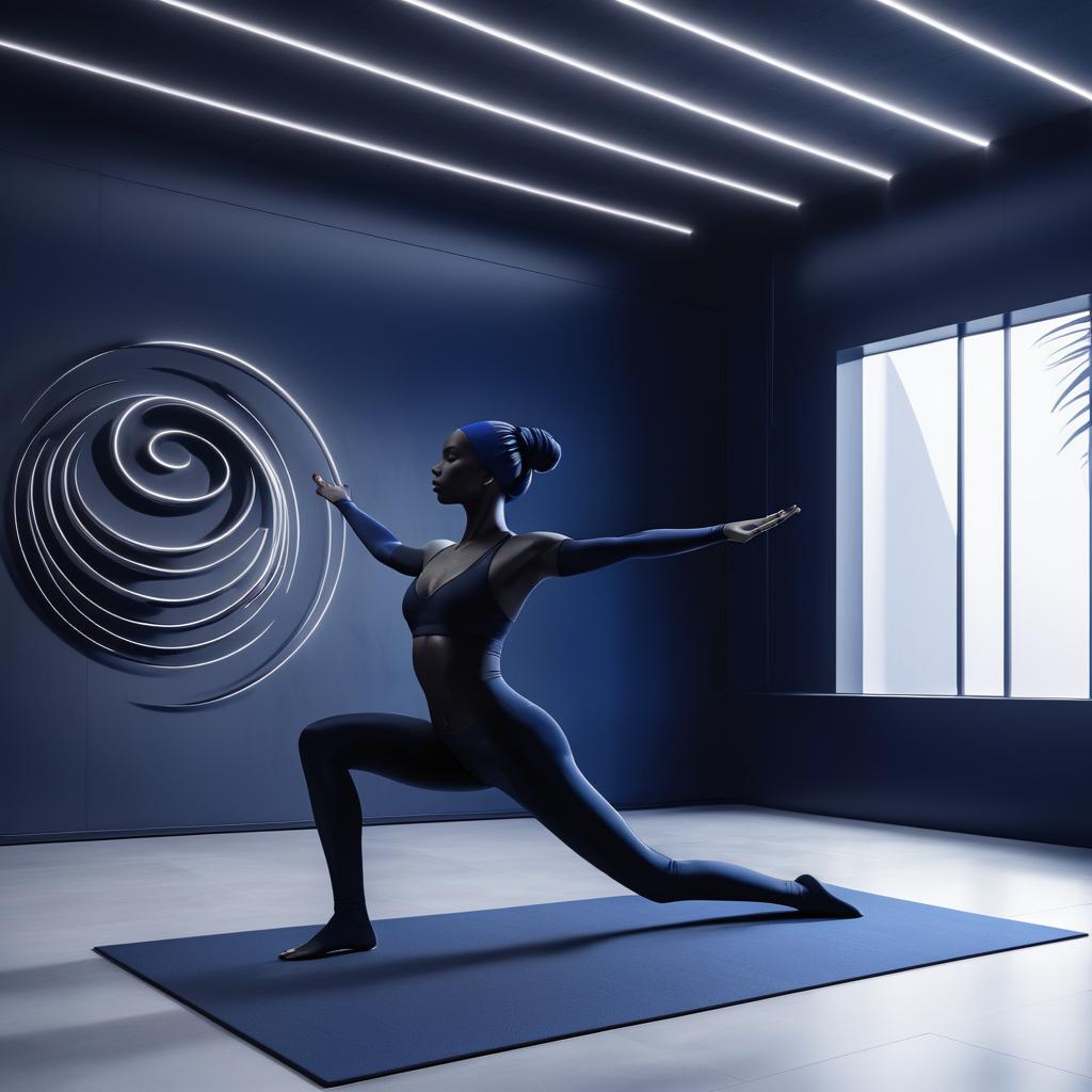 Futuristic Ghost Yoga in Minimalist Space