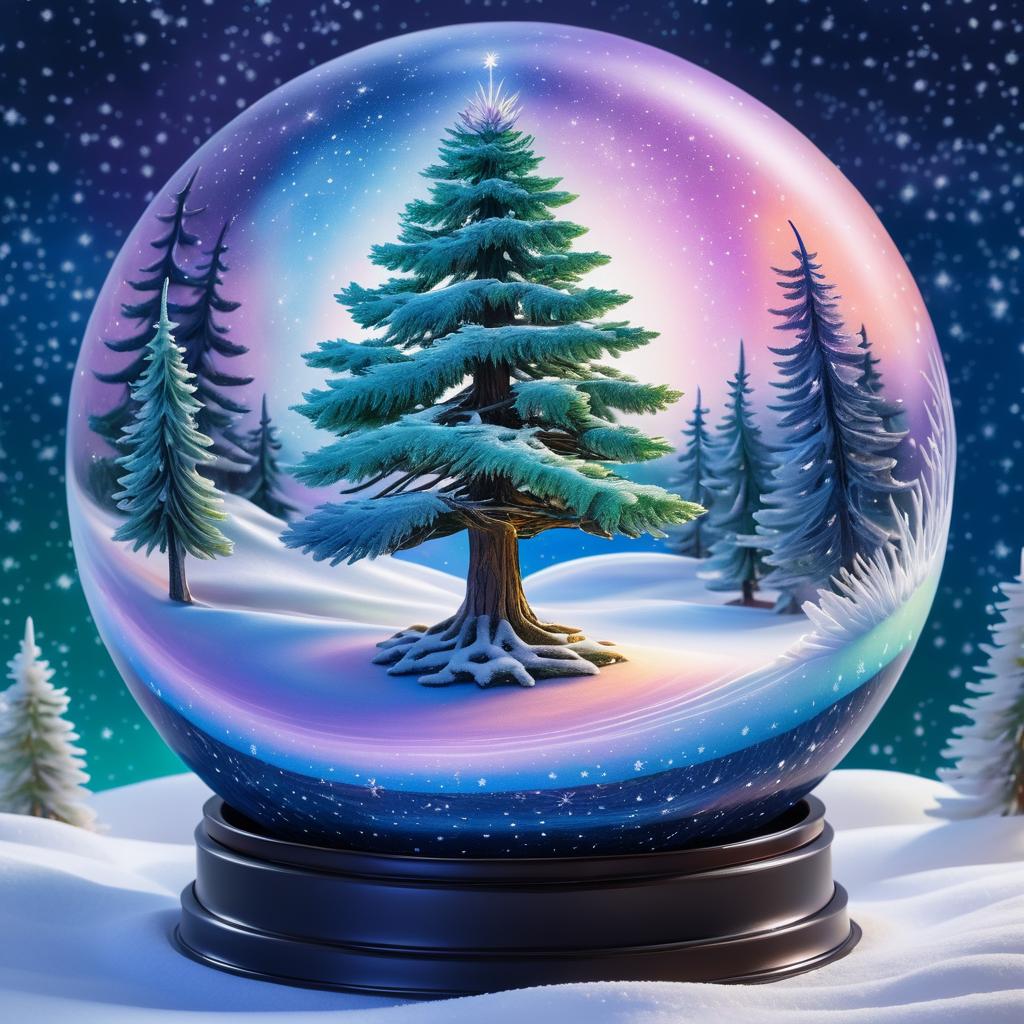 Surreal Pine Tree in a Glowing Sphere