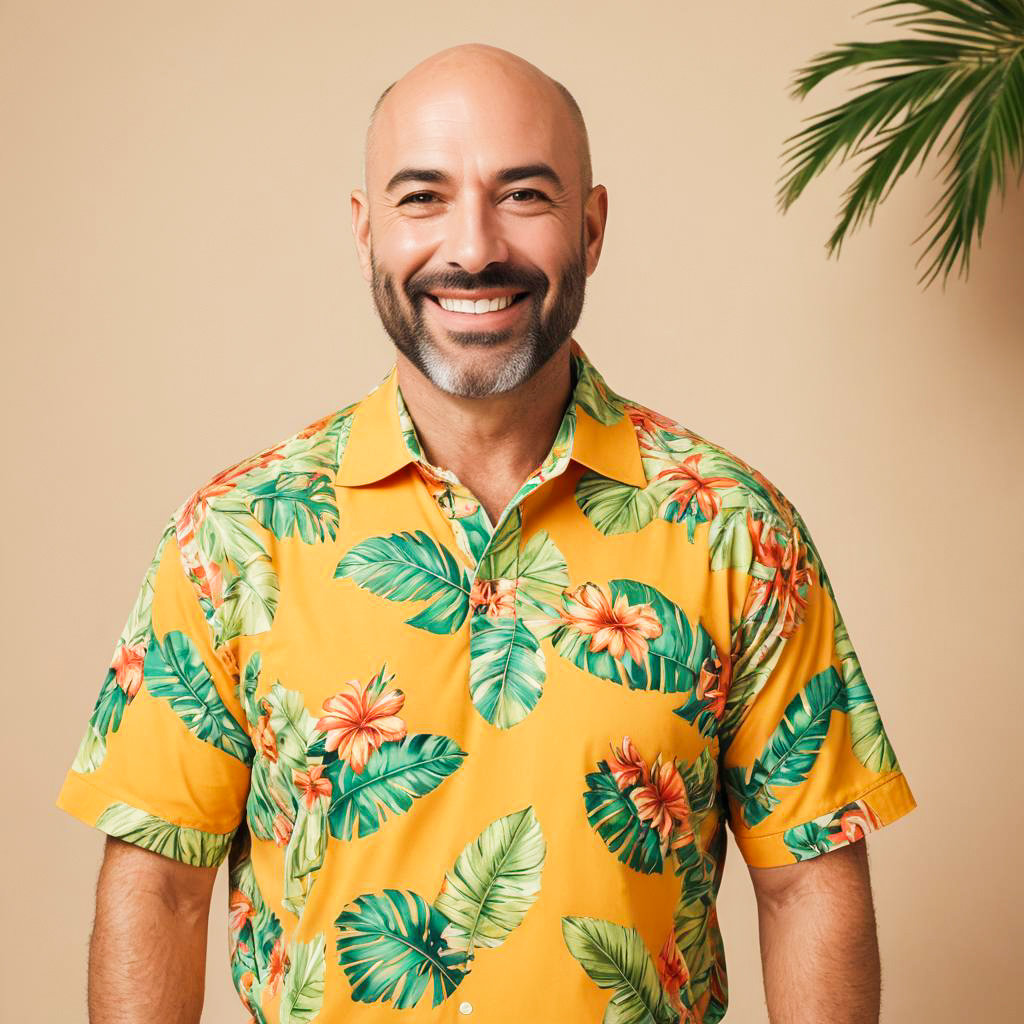 Tropical Themed Photo of Middle-Aged Man